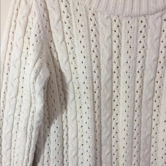 Anne Klein Women Cable Knit Sweater Small Off White 3/4 Length Sleeve - Picture 5 of 9
